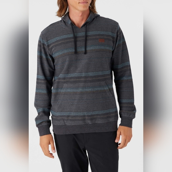 NEW- O'Neill Dark Gray and Light Gray Striped Hoodie, Size XXL - Picture 1 of 7